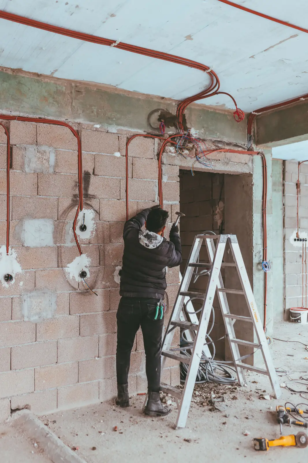 First-fix conduit and back boxes on site, for electrical inspection in Hartford